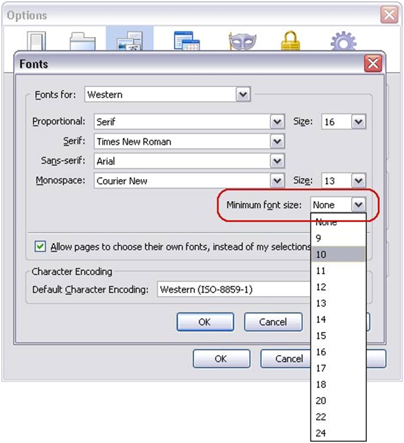 Image of Font dialog box